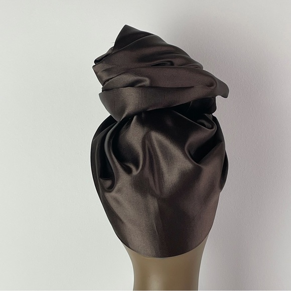 Brown Shantung Satin Headwrap - Picture 4 of 4